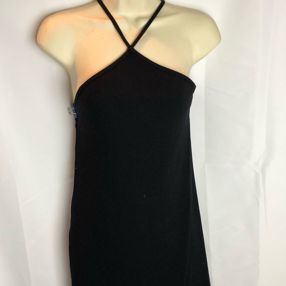 Black ribbed halter tunic